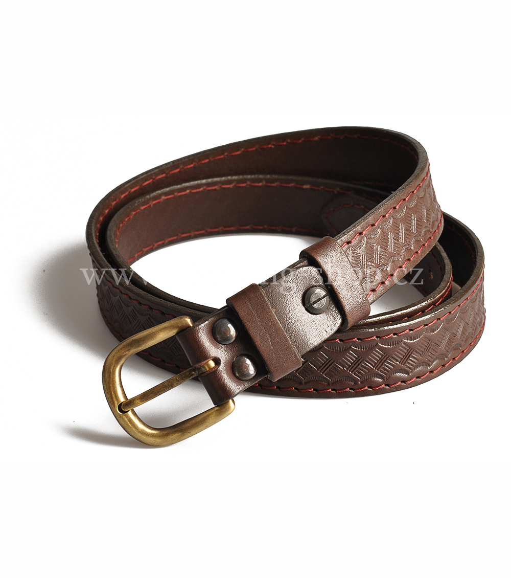 Kožený opasek 3cm, zdobený