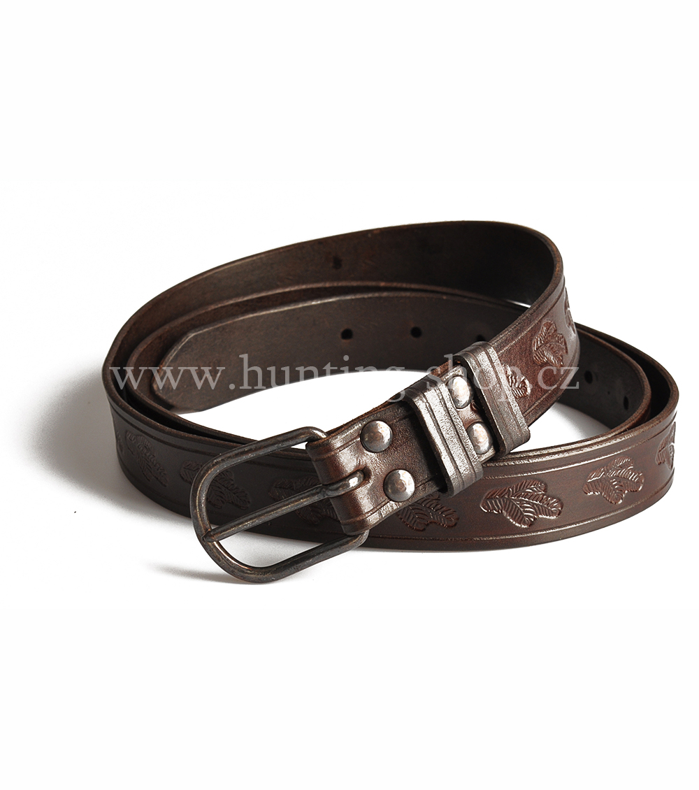 Kožený opasek 3cm, zdobený - lovecké motivy