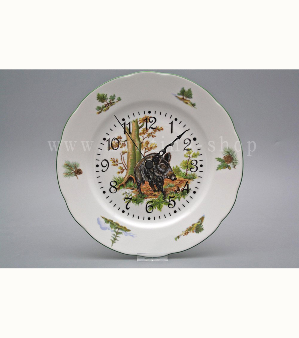 Porcelánové hodiny,motiv divočák